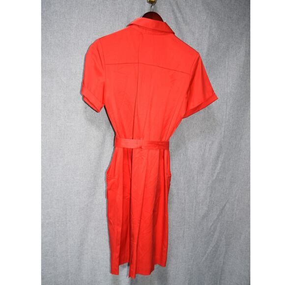 Sharagano Red Orange Utility Belted Shirt Dress Size 10 - Picture 4 of 4